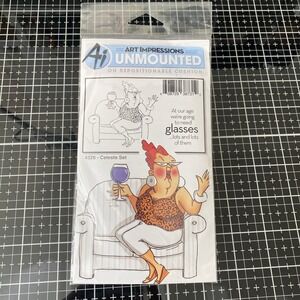 Art Impressions Unmounted Rubber Celeste set 4326 Our Age Need Lots Wine Glasses